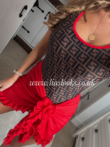 Frilly Ruffle Red Sarong