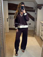 Load image into Gallery viewer, Chocolate/Cream Knit Set
