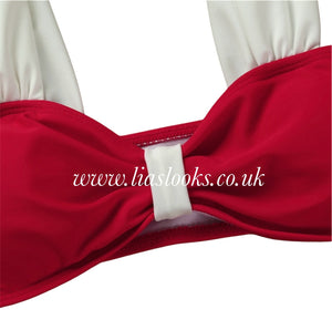 Red/White Combo Bikini & Skirt Set (3 Piece)