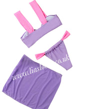 Load image into Gallery viewer, Lilac/Pink Combo Bikini &amp; Skirt Set (3 Piece)
