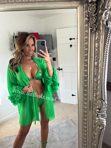 Green/Gold Snake Print Rhinestone Bikini