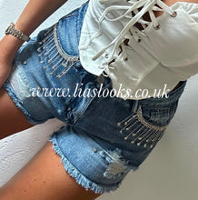 Load image into Gallery viewer, Diamanté Denim Shorts (CLEARANCE)
