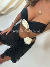 Load image into Gallery viewer, Black/Cream Rose Bikini

