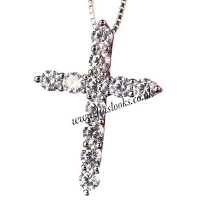 Bling Small Cross Necklace (Box Chain)