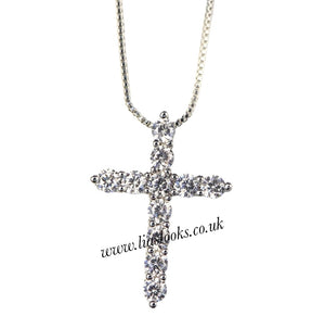 Bling Small Cross Necklace (Box Chain)