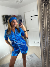 Load image into Gallery viewer, Blue Satin Pj’s and Headband (CLEARANCE)
