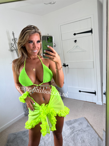 Frilly Ruffle Neon Yellow/Lime Green Piece Set