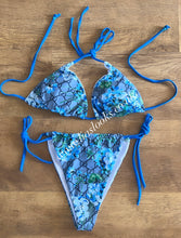 Load image into Gallery viewer, Aqua Blue Flower Bikini
