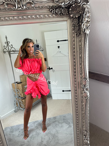 Frilly Ruffle Neon Pink Sarong