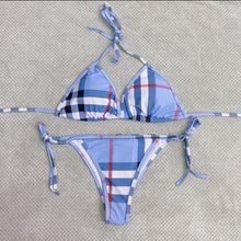 Load image into Gallery viewer, Sky Blue Checkered Bikini
