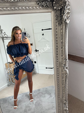 Load image into Gallery viewer, Frilly Ruffle Navy Two Piece Set
