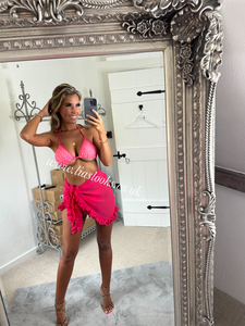 Frilly Ruffle Hot Pink Sarong