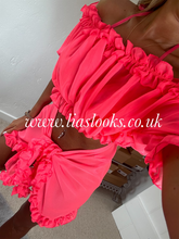 Load image into Gallery viewer, Frilly Ruffle Neon Pink Sarong
