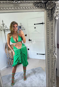 Frilly Ruffle Emerald Green Sarong