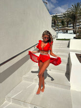 Load image into Gallery viewer, Red Frilly Ruffle High Waist Bikini
