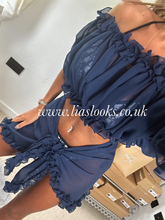 Load image into Gallery viewer, Frilly Ruffle Navy Two Piece Set
