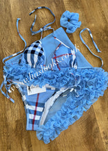 Load image into Gallery viewer, Sky Blue Checkered Bikini
