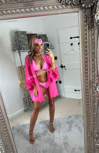Load image into Gallery viewer, Candy Pink Heart Rhinestone Bikini &amp; Headband Set (3 Piece Set)

