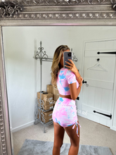 Load image into Gallery viewer, Mixed Pink/Blue/White Ruched Short Set (CLEARANCE)
