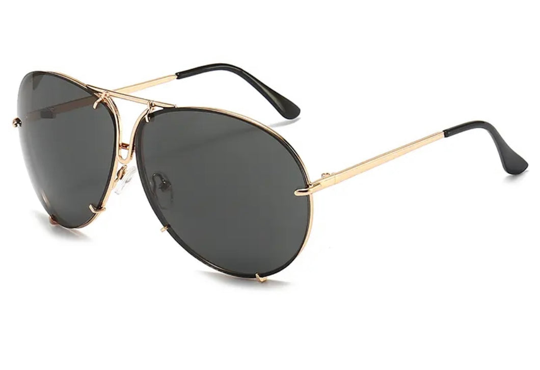 Black/Gold Oversized Porsha Sunglasses