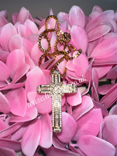 Load image into Gallery viewer, Chunky Gold Bling Medium/Large Cross Necklace (Box Chain)
