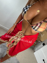 Load image into Gallery viewer, Frilly Ruffle Red/Honey Combo Sarong
