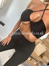 Load image into Gallery viewer, Black Tie Up Trouser Set (CLEARANCE)
