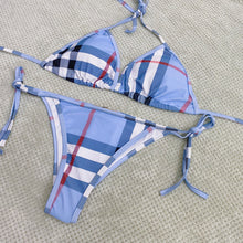 Load image into Gallery viewer, Sky Blue Checkered Bikini
