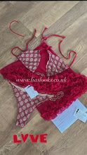 Load and play video in Gallery viewer, Cream/Red Lace Chain Bikini
