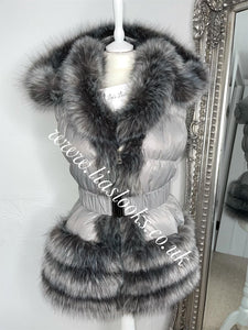 Slate Grey Romani Coat (Faux Fur)