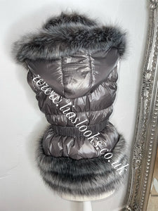 Charcoal Grey Romani Coat (Faux Fur)