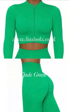 Load image into Gallery viewer, Green Zip Ribbed Lounge Set (PREMIUM COLLECTION) CLEARANCE
