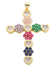 Load image into Gallery viewer, Coloured Cross Necklace (Box Chain) CLEARANCE
