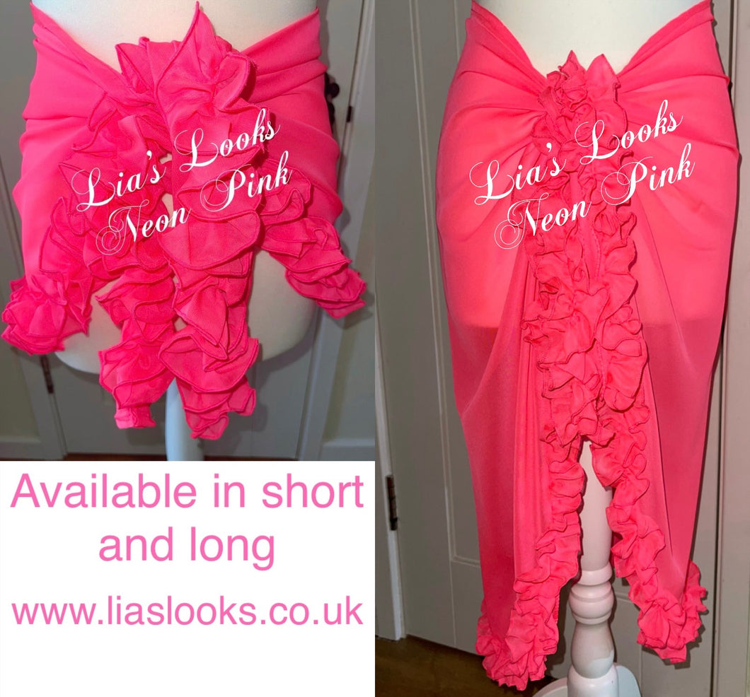 Frilly Ruffle Neon Pink Sarong