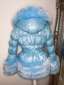 Baby Blue Romani Coat (Faux Fur)
