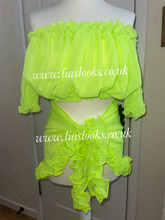 Load image into Gallery viewer, Frilly Ruffle Neon Yellow/Lime Green Sarong
