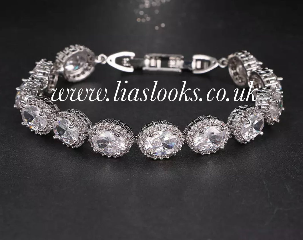 Bling Tennis Chain Bracelet (Silver)