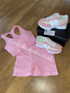 Baby Pink Ribbed Short Set (PREMIUM COLLECTION)