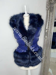 Midnight Blue Romani Coat (Faux Fur)