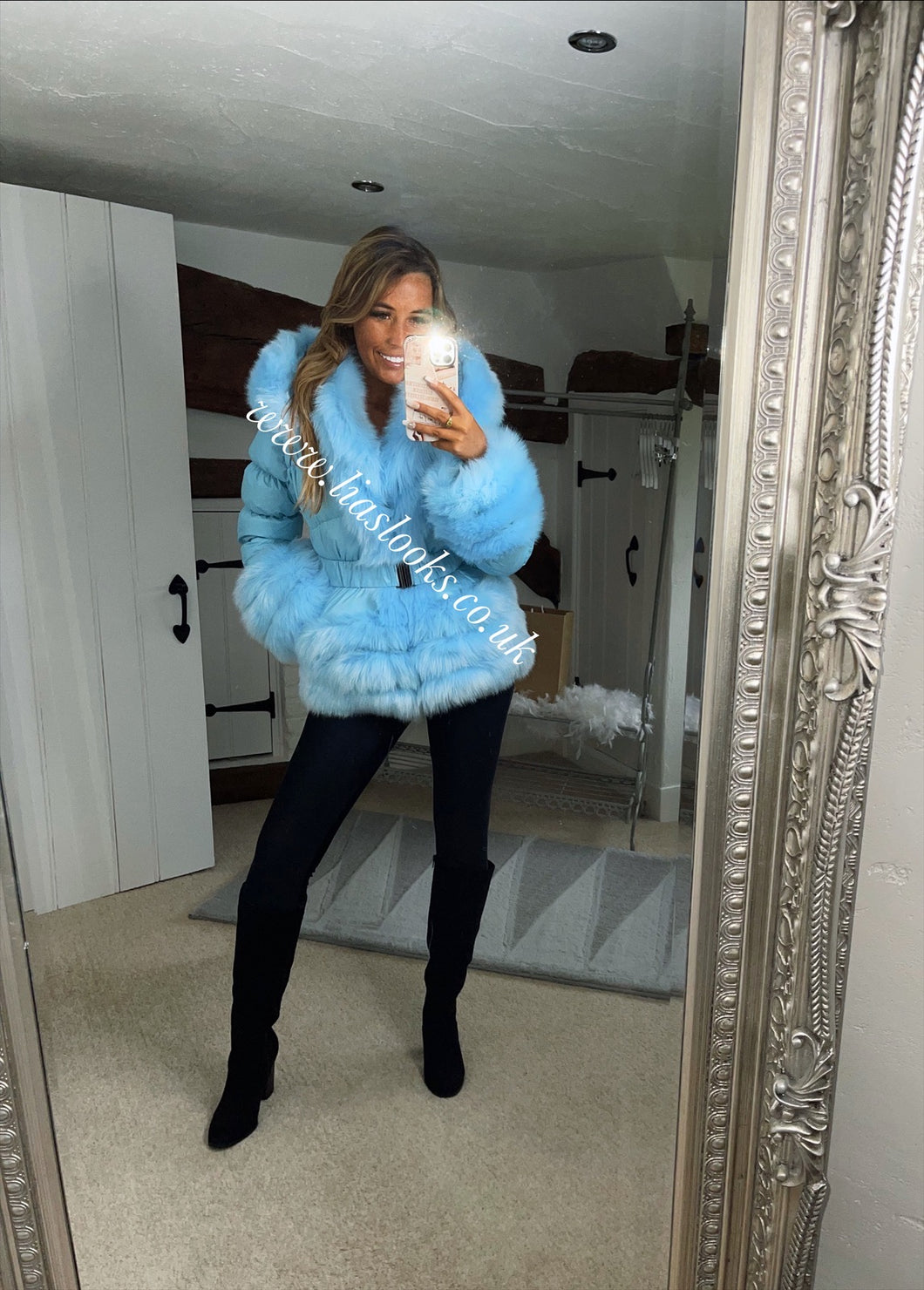 Baby Blue Romani Coat (Faux Fur)