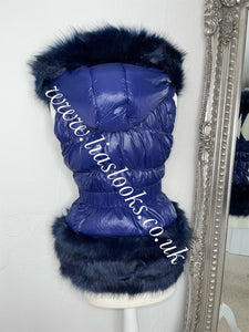Midnight Blue Romani Coat (Faux Fur)