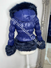 Load image into Gallery viewer, Midnight Blue Romani Coat (Faux Fur)
