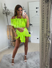 Load image into Gallery viewer, Frilly Ruffle Neon Yellow/Lime Green Piece Set
