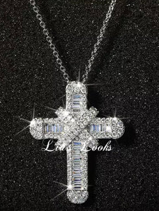 Chunky Silver Bling Small Cross Necklace (Link Chain)