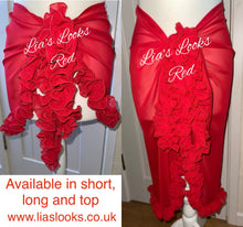 Load image into Gallery viewer, Frilly Ruffle Red Sarong
