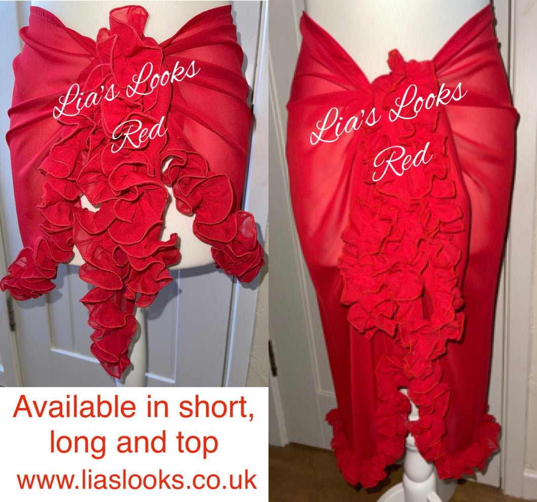 Frilly Ruffle Red Sarong