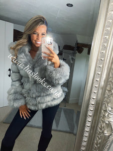 Silver Grey Romani Coat (Faux Fur)