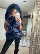 Load image into Gallery viewer, Midnight Blue Romani Coat (Faux Fur)
