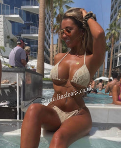 Cream Lace Chain Bikini