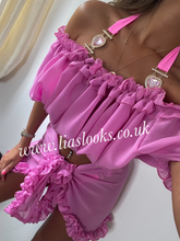 Load image into Gallery viewer, Frilly Ruffle Candy Pink Two Piece Set
